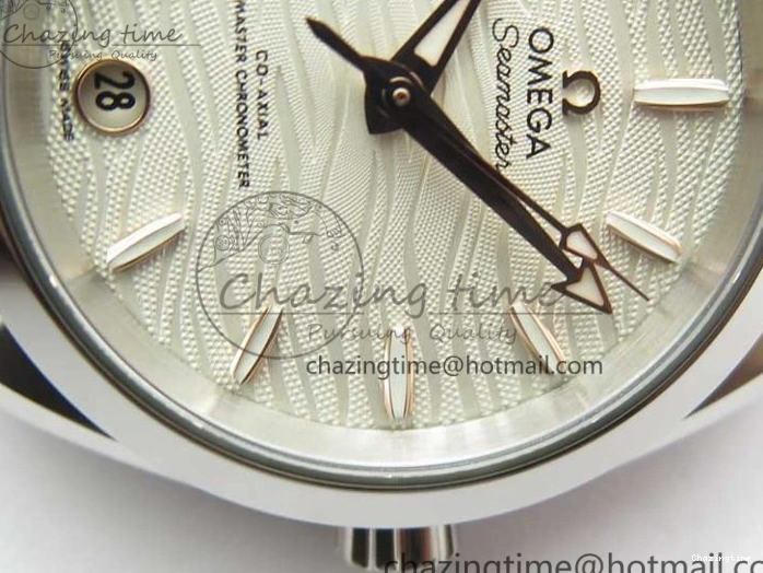 0121 Aqua Terra 150M 34mm Ladies SS VSF 1:1 Best Edition White Wave Dial RG Markers on SS Bracelet A WellDesigned 7928